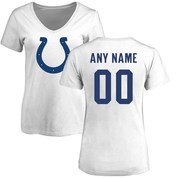 Women Indianapolis Colts NFL Pro Line White Custom Name and Number Logo Slim Fit T-Shirt->->Sports Accessory